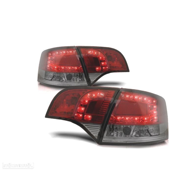 FAROLINS TRASEIROS LED AUDI A4 B7 05-08 AVANT VERMELHO BRANCO ESCURECIDOS - 1