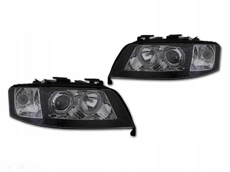 reflektory lampy kpl soczewka clear black czarne audi a6 c5 4b 1997-2001 - 3