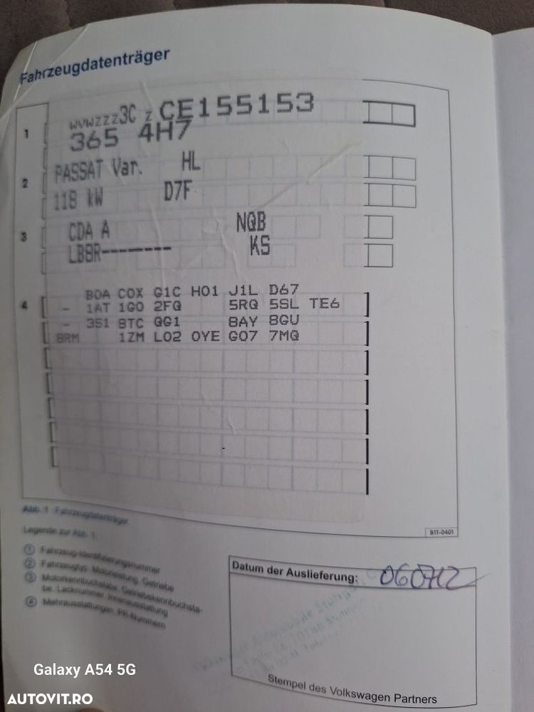 Dezmembrez VW Passat B7 1.8 tfsi CDAA cod culoare LB8R - 7