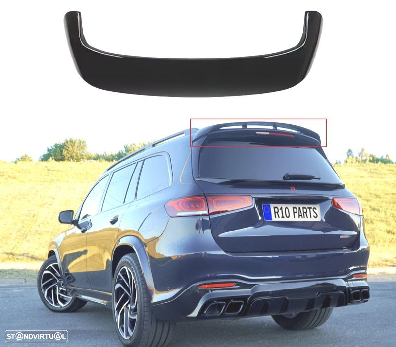 AILERON SPOILER MERCEDES GLS X167 20- LOOK AMG PRETO BRILHANTE - 1