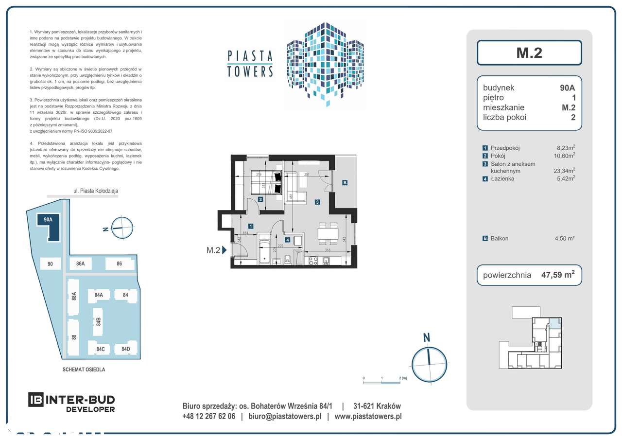 2-pokojowe mieszkanie 47m2 + balkon Bezpośrednio