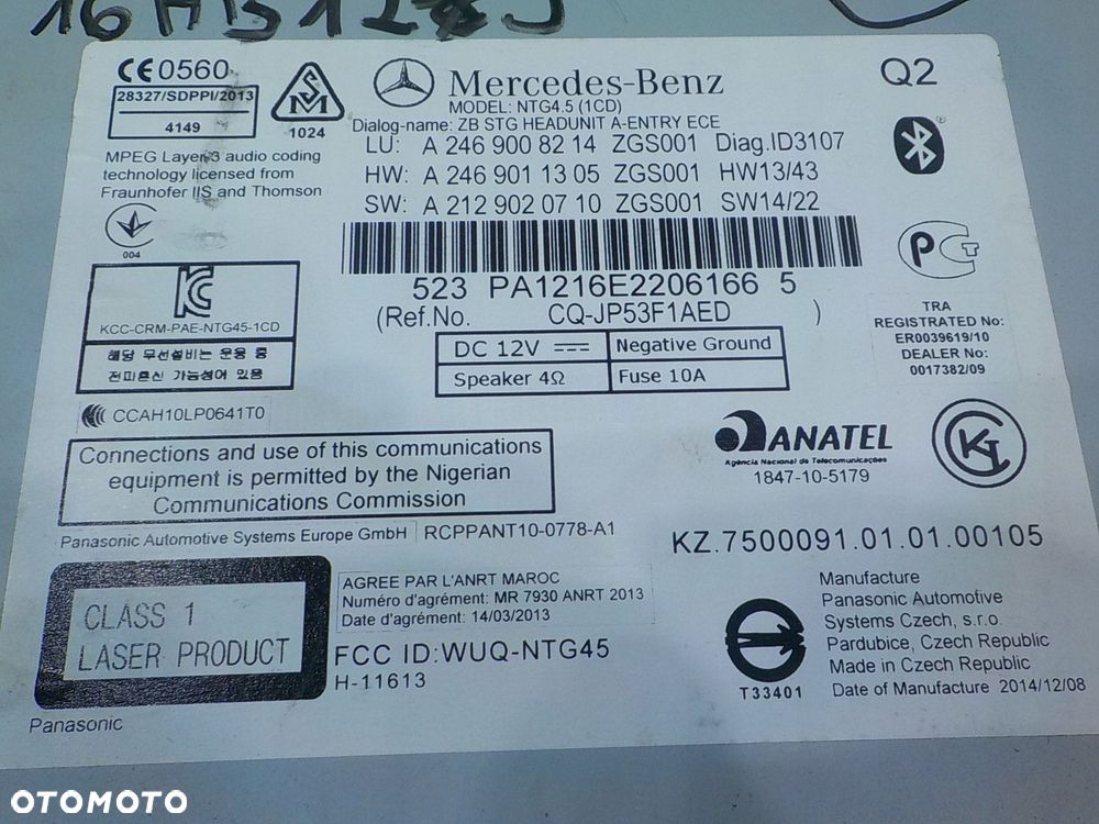 MERCEDES A W176 15r HB 5D radio A2469008214 A2469011305 A2129020710 - 6