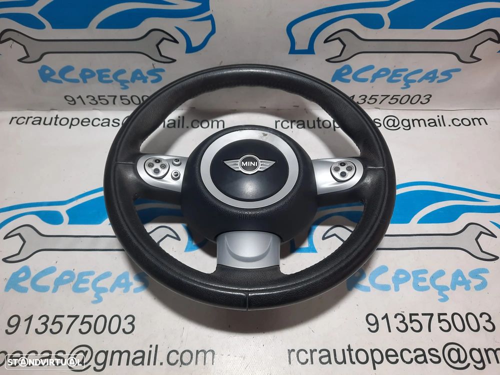 VOLANTE GUIADOR COMPLETO MINI CABRIO R57 32306794624 6794624 607387211 PELE COMANDOS MULTIFUNÇÕES AIRBAG - 4