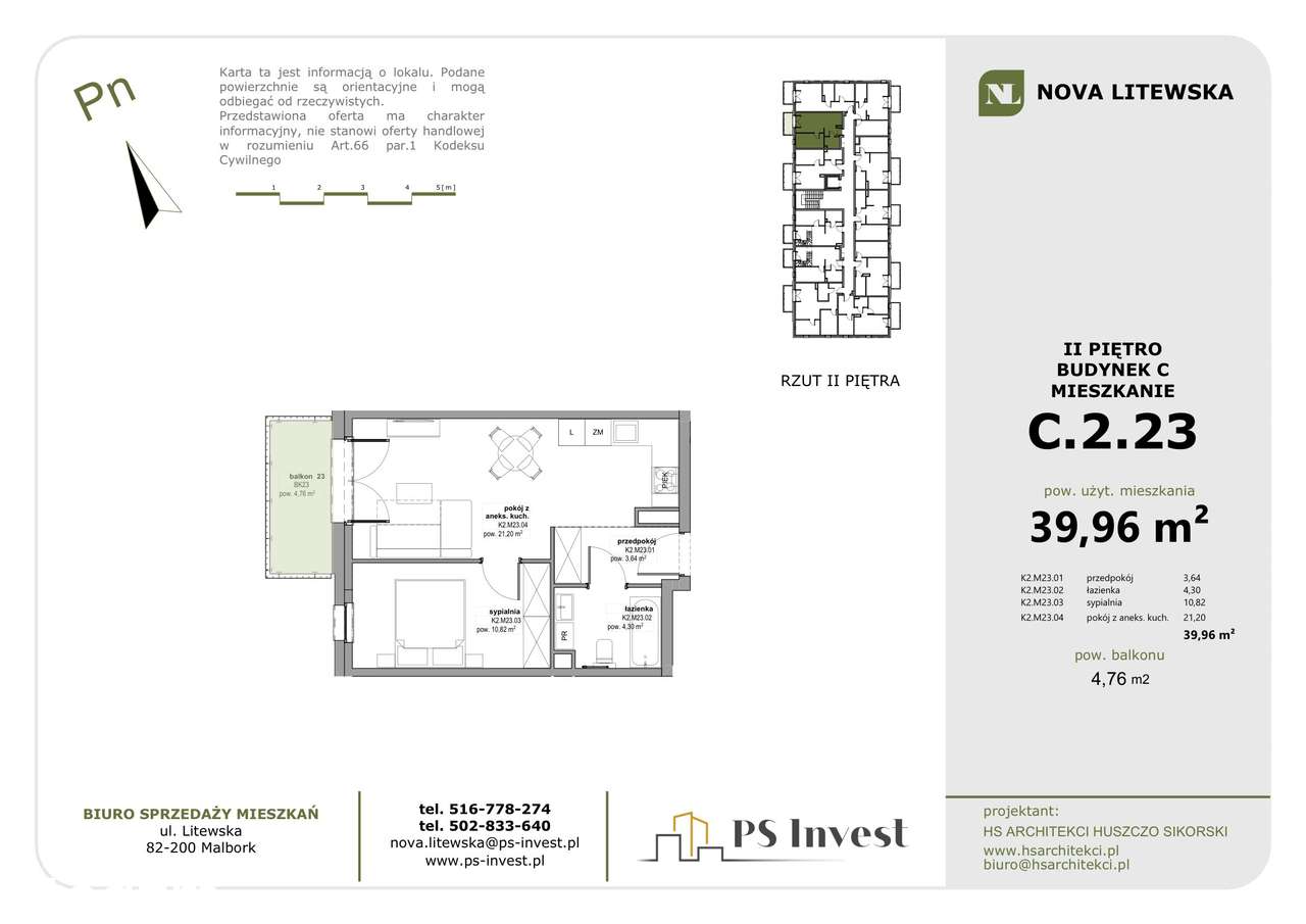 Jasne 2 pokoje 40m² + balkon | 2. piętro | Bez 2% PCC