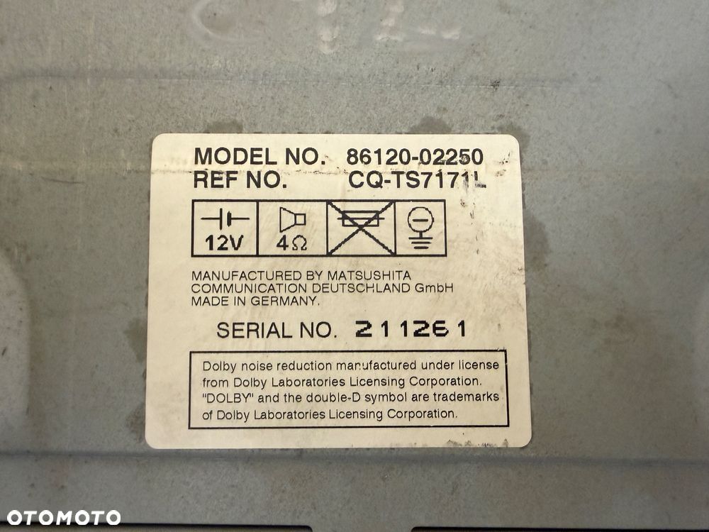 Radio Toyota Corolla E12 01-07r. Nr. 86120-02250. - 2
