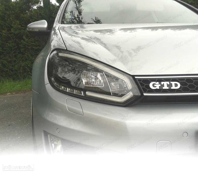 FAROIS FRONTAIS VOLKSWAGEN VW GOLF 6 08-12 TUBE LIGHT FUNDO PRETO - 4