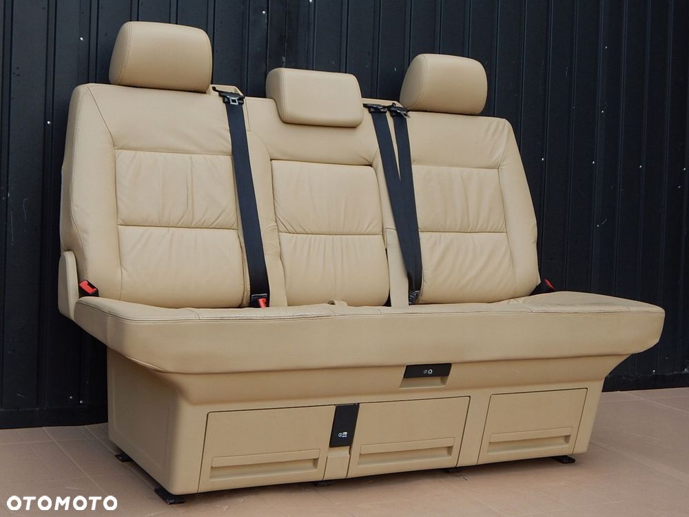 vw t5 t6 multivan fotel kanapa łóżko tył skóra beżowa - 2