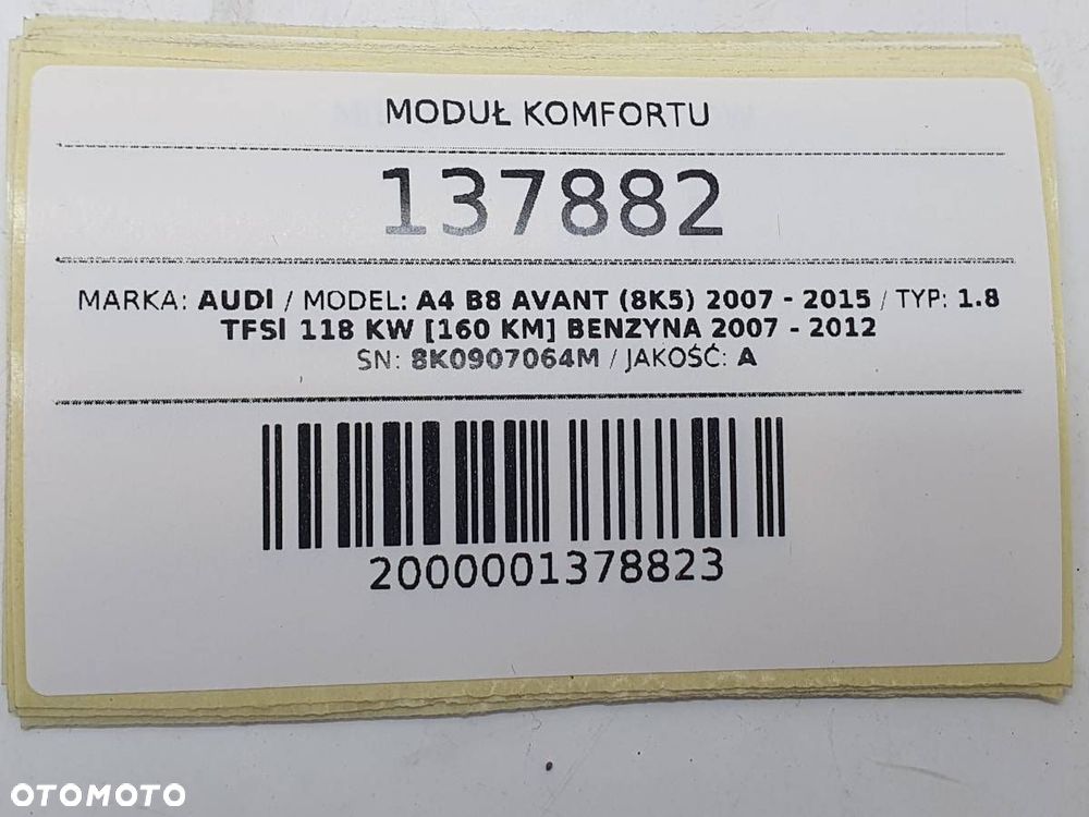 MODUŁ STEROWNIK KOMFORTU AUDI A4 B8 AVANT KOMBI 8K0907064M EUROPA - 3
