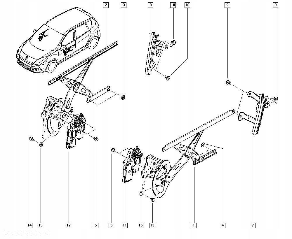 MECHANIZM SZYBY LEWY TYŁ RENAULT SCENIC III 827310004R - 8