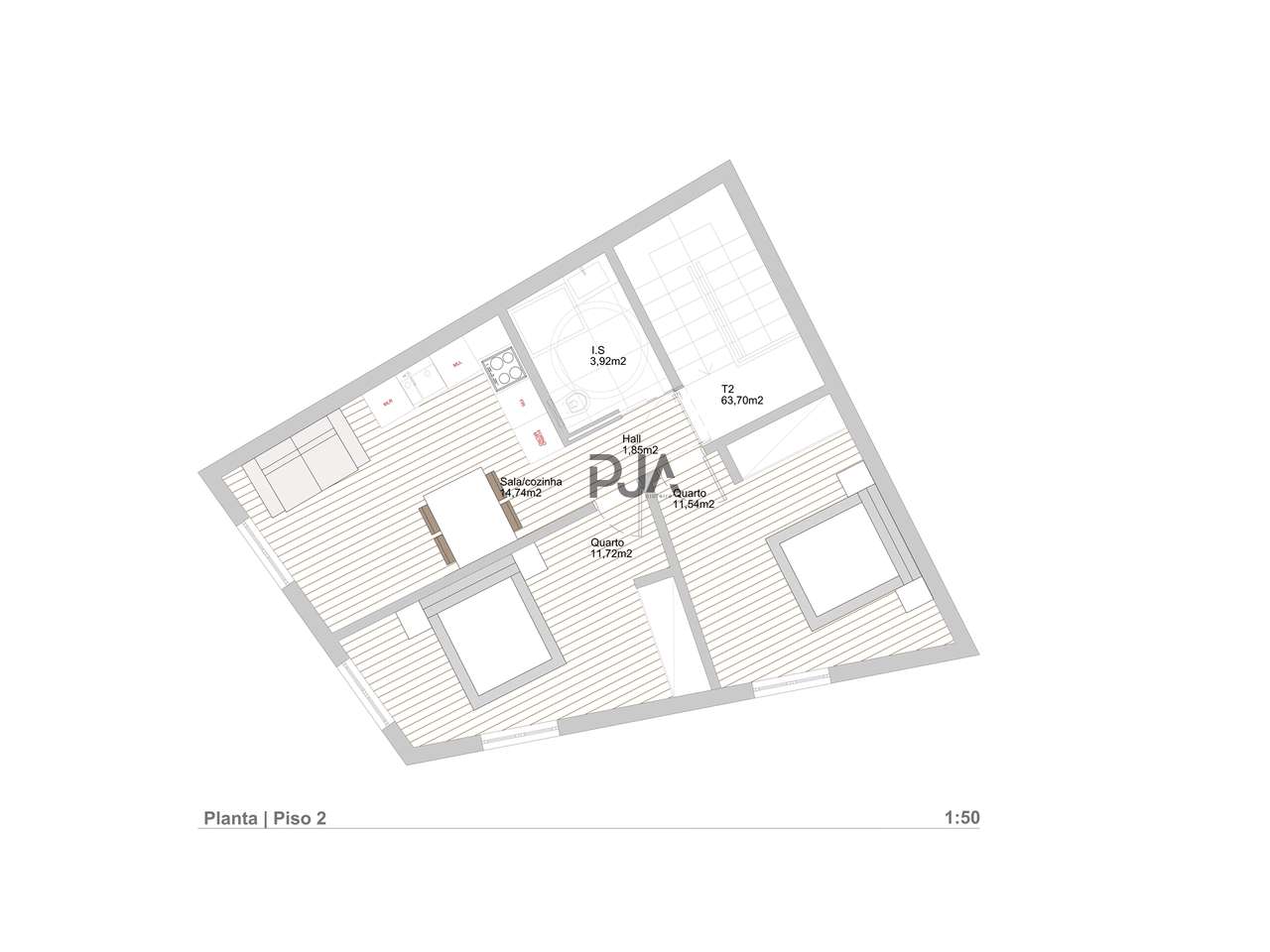 Apartamento T2 para arrendar em Abraveses, Viseu - Grande imagem: 3/6