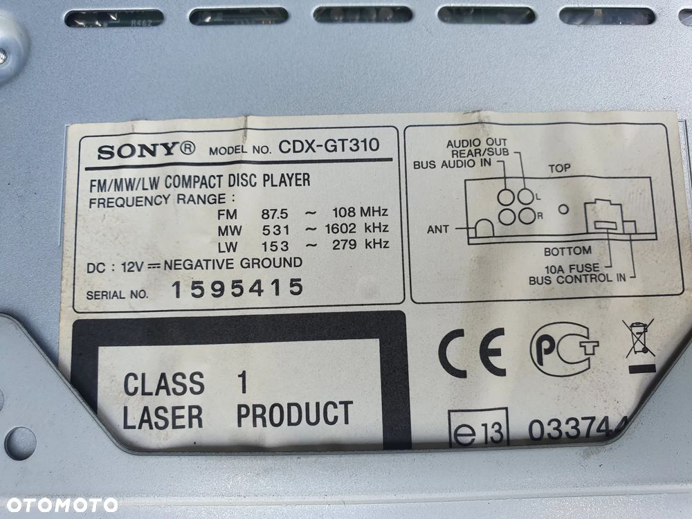 Radioodtwarzacz CD Sony CDX-GT310 RADIO SAMOCHODOWE - 2