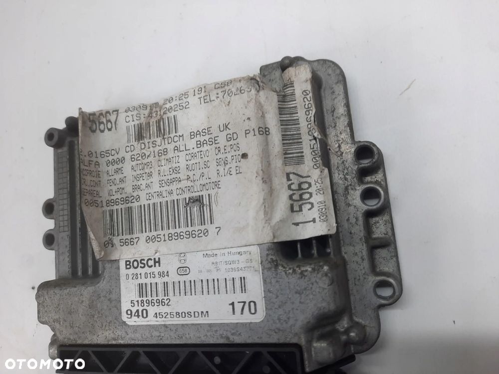 KOMPUTER ALFA ROMEO GIULIETTA 2.0 JTDM 51896962 0281015984 - 2