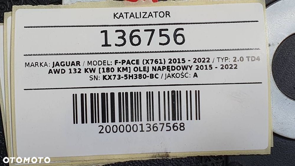 KATALIZATOR KX73-5H380-BC 2.0 D 180 JAGUAR F-PACE - 7