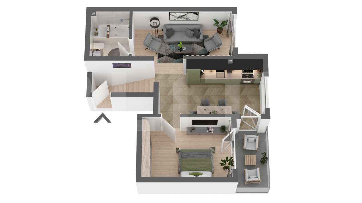 Apartament semifinisat, cu 2 camere, 44mp, balcon, in Apahida — fotografia 1