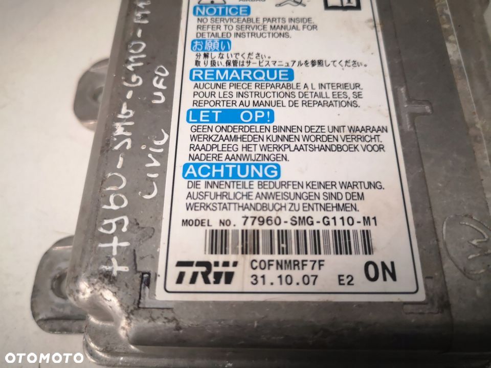 SENSOR STEROWNIK, MODUŁ PODUSZEK AIR BAG HONDA CIVIC VIII 8 UFO - 3