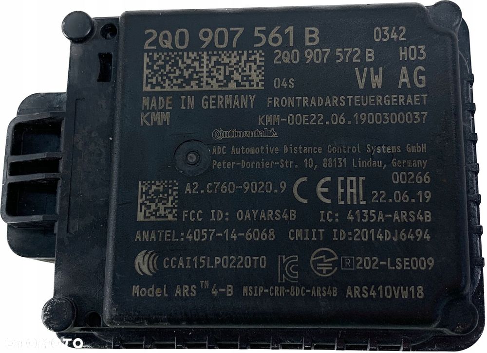 VW AUDI SKODA SEAT RADAR DISTRONIC ACC 2Q0907561A - 1