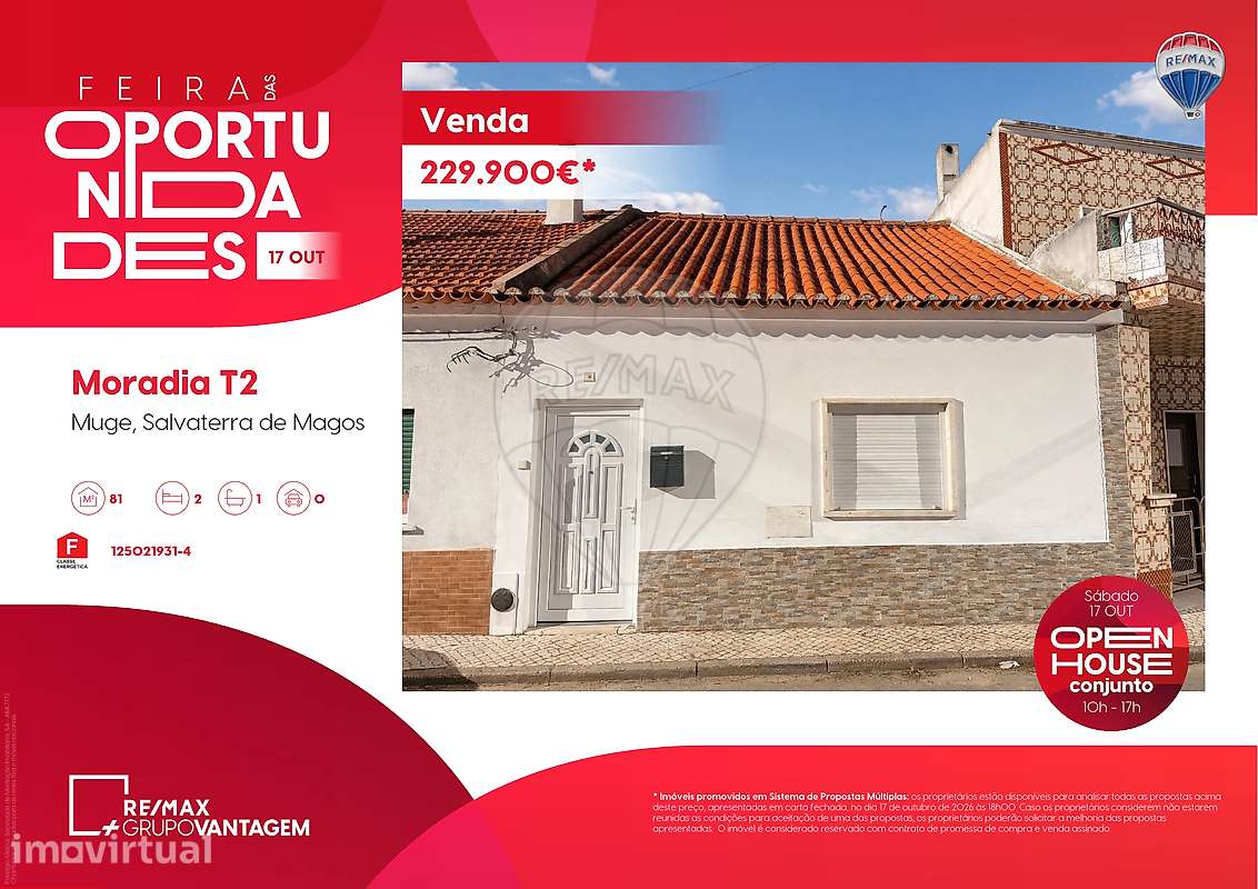 Moradia T2 para venda