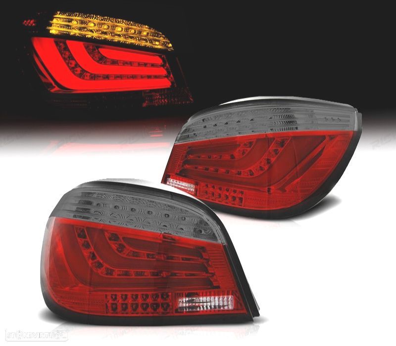 FAROLINS TRASEIROS BMW E60 LCI 07-10 LED VERMELHO CINZA - 1