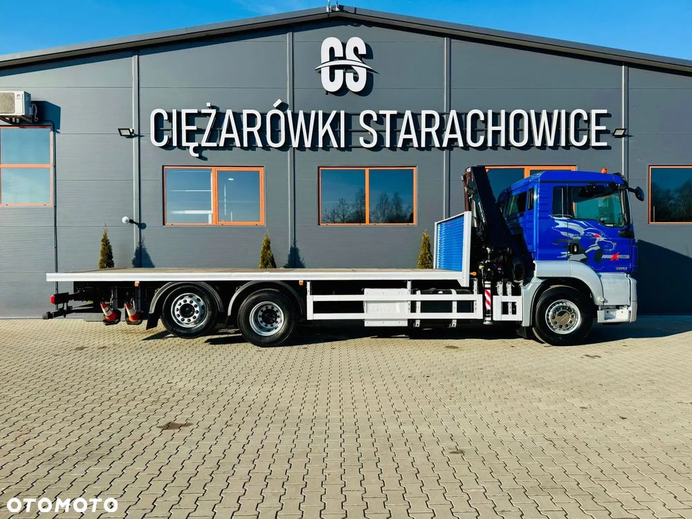 MAN TGS 26.360 // E6 // Klimatyzacja / 6x2 // platforma laweta 7,2m z HDS HMF 1420 // dzwig żuraw kran crane skrzynia uniwersalny - 12