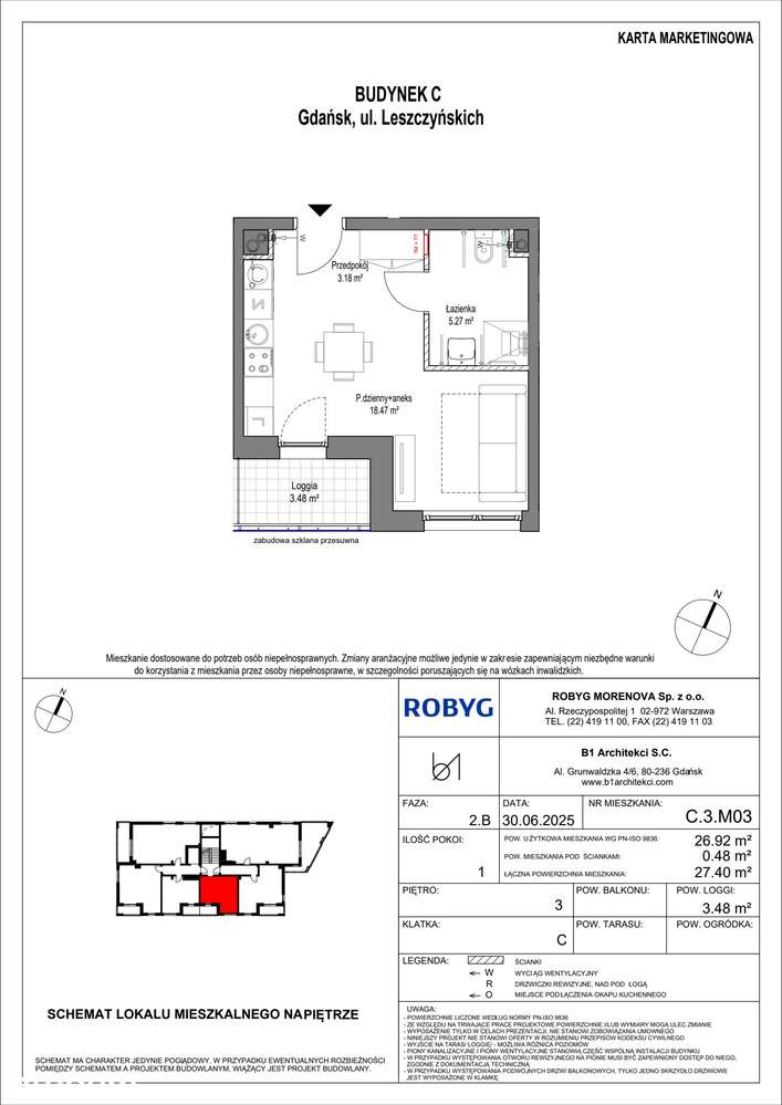 1-pokojowe mieszkanie 26m2 + loggia Bezpośrednio - Pełny obrazek: 2/15