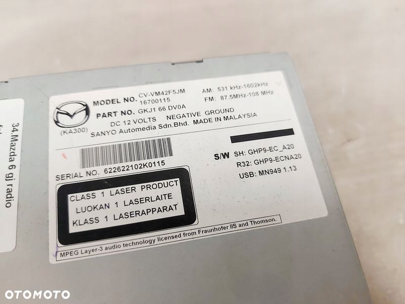 mazda 6 iii gj radio fabryczne cd mp3 ramka - 6