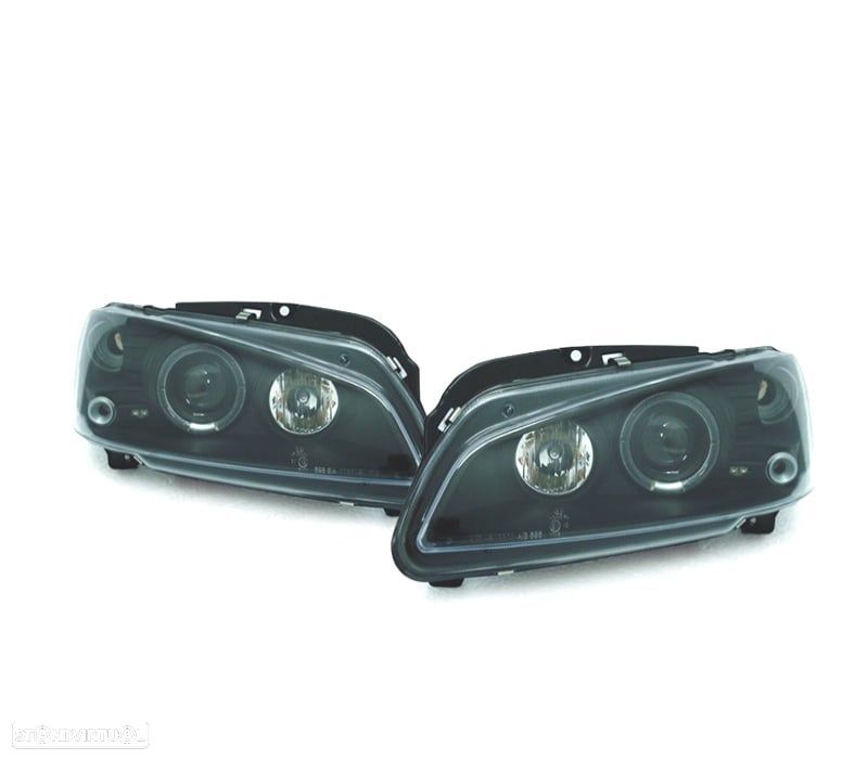 FARÓIS ANGEL EYES PARA PEUGEOT 106 FUNDO PRETO H1 96-05 - 1