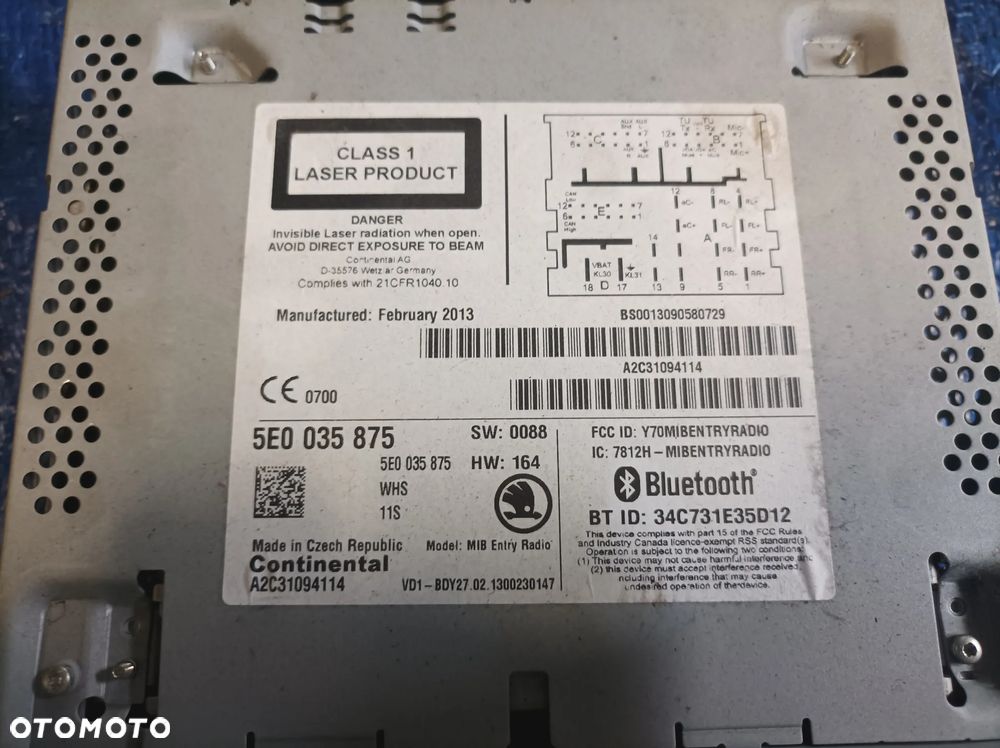 Skoda Octavia III radio radioodtwarzacz 5E0035875 - 4