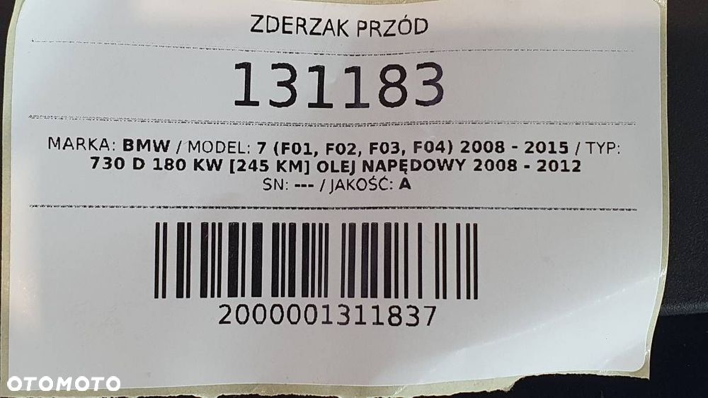 ZDERZAK PRZÓD KAMERY PDC BMW F01 F02 A89 IMPERIALBLAU - 20
