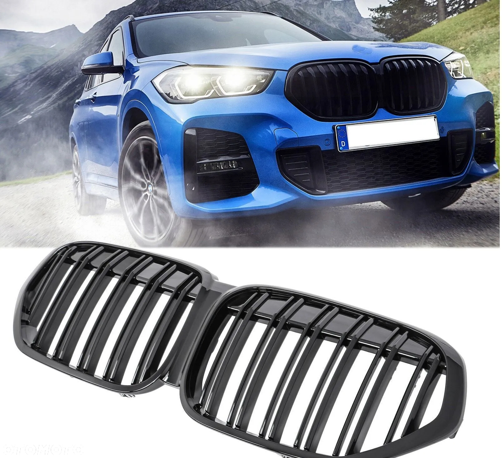 GRILL NERKI BMW X1 F48 CZARNY POŁYSK 6/19 LIFT LCI - 2