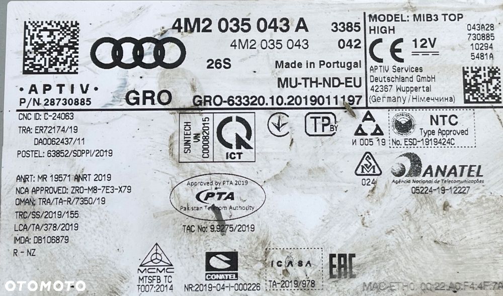 CZYTNIK NAWIGACJA MMI MIB3 AUDI Q7 Q5 4M2035043A - 2