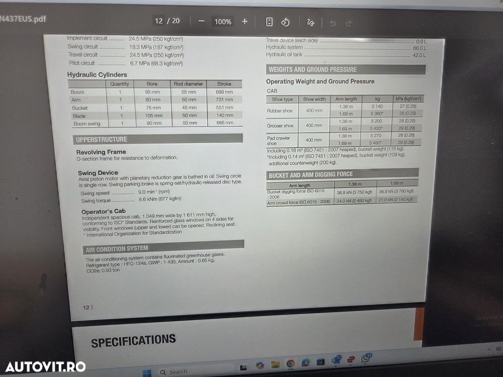 Hitachi ZX55, 5t, 2020, 2.189h, CUPLA RAPIDA HIDRAULICA+3 CUPE, senile cauciuc NOI, inst picon pe brate, inst rotire pe brate, LAMA NIVELARE, ad sapare 5m, latime 2m, ridica 3,2t, Aer cond, posibilitate leasing, STARE FOARTE BUNA-PROMOTIE 41.900 EUR+Tva - 32