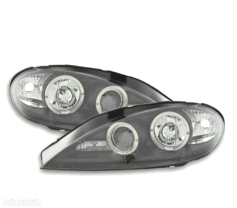 FARÓIS ANGEL EYES RENAULT MEGANE 99-02 FUNDO PRETO - 1