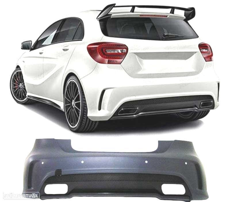 PARA-CHOQUES TRASEIRO MERCEDES CLASE A W176 12-18 LOOK AMG A45 PDC - 1