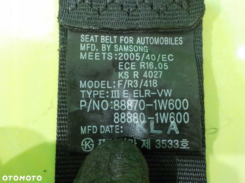 KIA RIO III LIFT 1.25 B 16r HB pas bezpieczenstwa prawy przod 88870-1W600 - 15