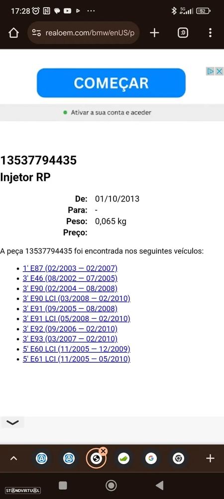 Conjunto Injetores Bosch 0445110209 - BMW M47D20 E87 E90 E91 E60 E61 E46 - 7794435 - 9