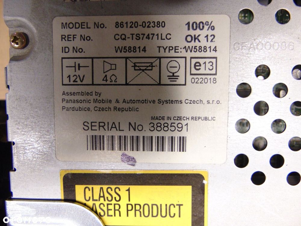 FABRYCZNE RADIO CD TUNER TOYOTA COROLLA E12 EUROPA - 10