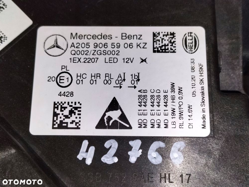 lampa przednia reflektor lewa mercedes c klasa w205 lift 18- full led high - 7