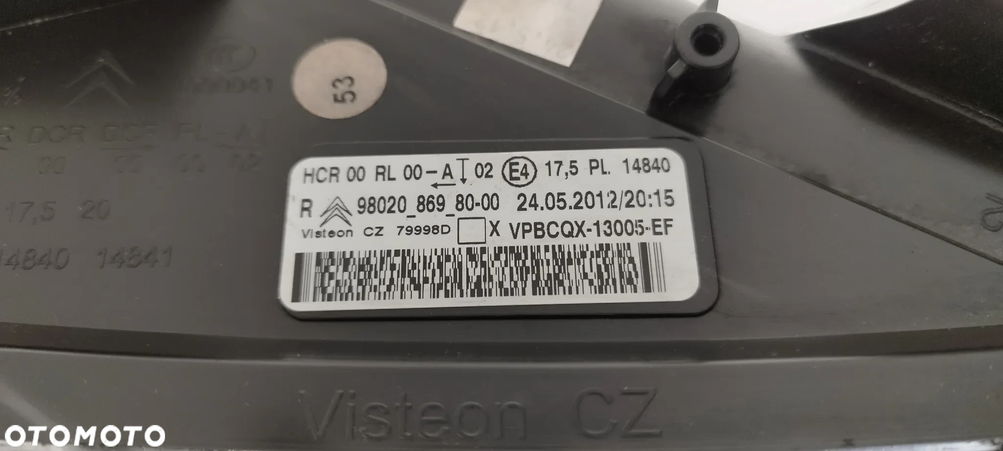 Citroen DS5 Zwykła H7 Led Prawa Czarna Kompletna Oryginał 9802086980 - 00 - 5