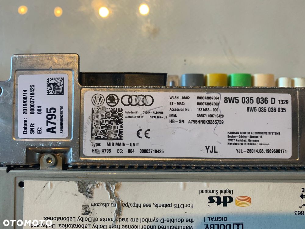 NAWIGACJA MIB2 MAIN UNIT HARMAN AUDI A4 B9 A5 8W Q5 80A 8W5035036D - 7