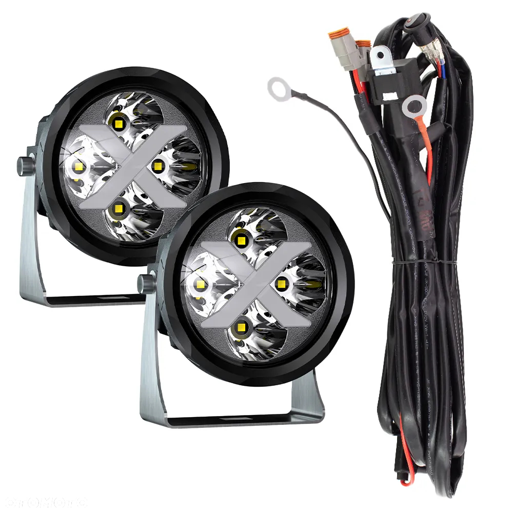 ZESTAW: 2x LED BERRETA "X" RGB 4” 40W okrągłe, skupiające + wiązka elektryczna - 2