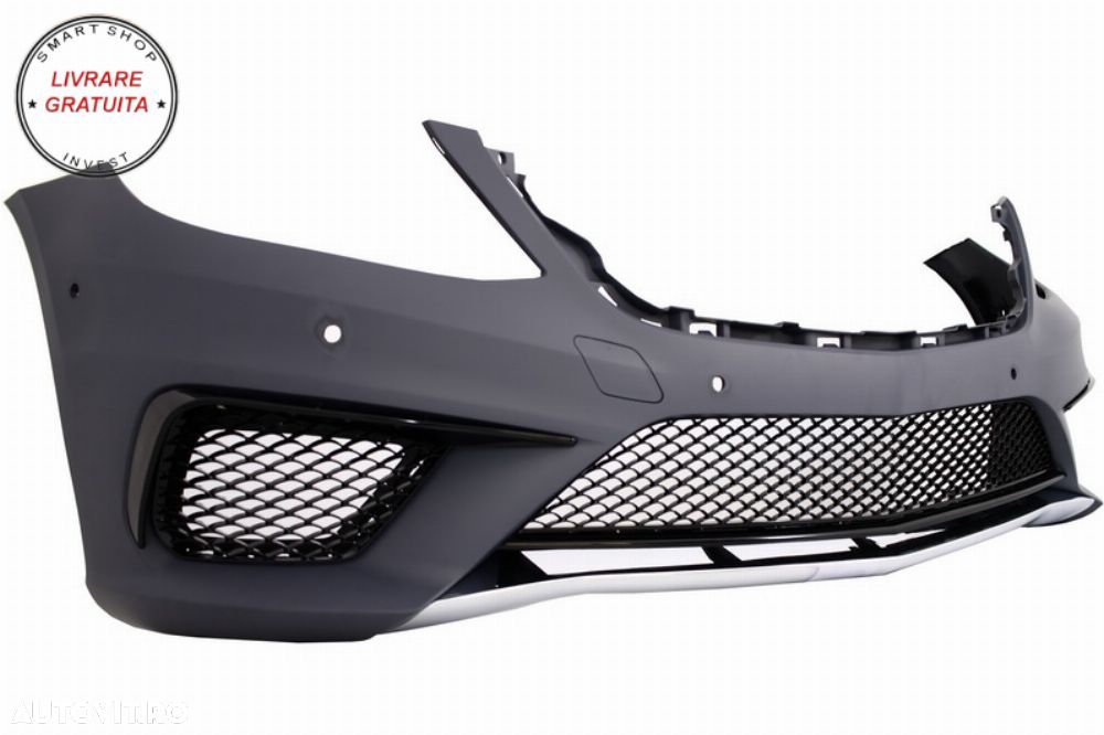 Bara Fata Mercedes S-Class W222 (2013-06.2017) S63 Design cu Grlia Centrala Negru - livrare gratuita - 3