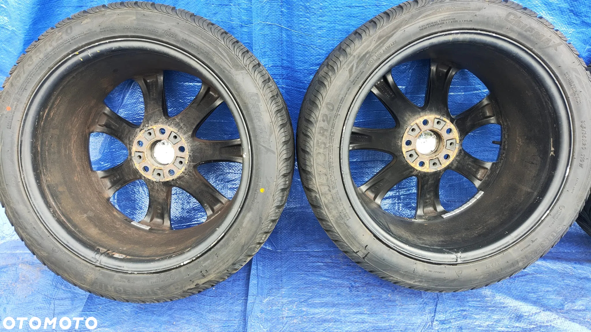 KOŁA FELGI ORYGINALNE STYLING 168 20 CALI 6766068 6766069 9.5J IS45 10.5J IS30 OPONY WIELOSEZONOWE 2024R JAK NOWE UNIGRIP LATERAL FORCE 4S 275/35R20 GRIPMA SUPERGRIP A/S 315/35R20 BMW X5 E53 - 19