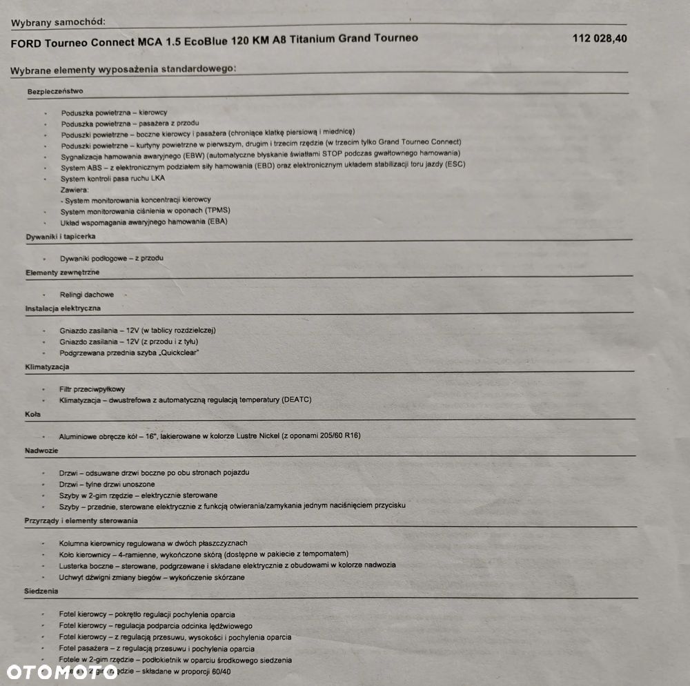 Używany Ford Tourneo Connect Grand 2018 - 64 299,48 PLN, 252 058