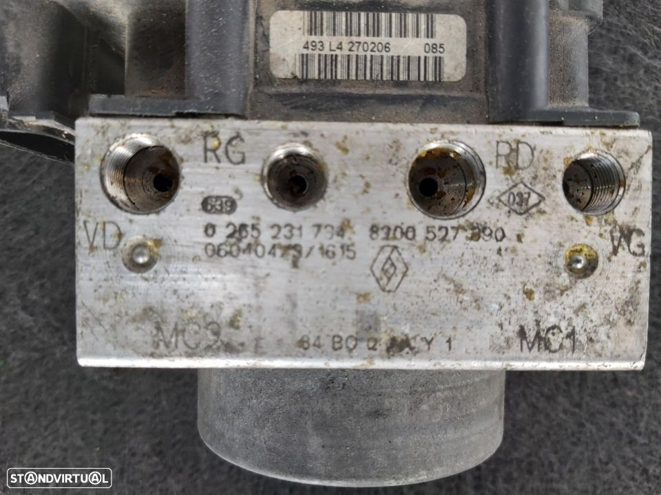 Módulo ABS Renault Megane / Scenic 2002-2008    8200527390, 8200 527 390, 0265231734, 0 265 231 734, 0265800519, 0 265 800 519, 84BO2AAY1 - 2