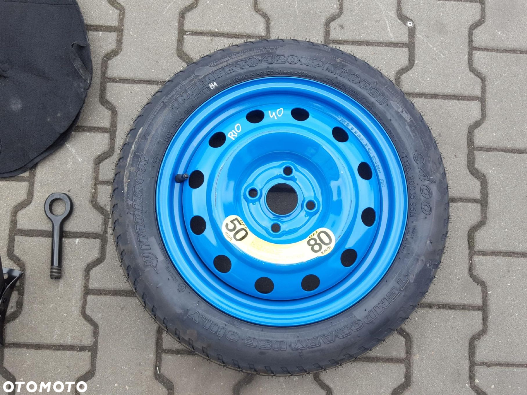 KIA RIO 3 III 11-17r KOŁO DOJAZDOWE 15 4X100 LEWAREK KLUCZ - 3