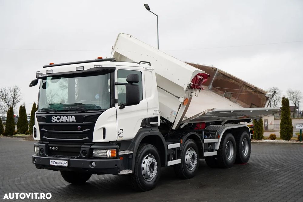 Scania P 410 / 8x4 / BASCULATOR 2 LATERAL / HIDRODOXIE LATERALĂ / BORDMATIC / OPTICRUISE / ANVELOPE 100% / EURO 6 - 5