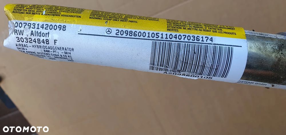 Kurtyna Airbag poduszka prawa Mercedes CLK W209 A2098600105 - 5