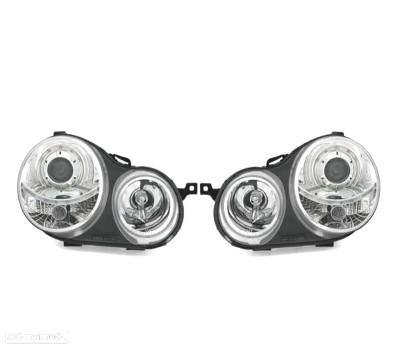 FARÓIS FRONTAIS ANGEL EYES PARA VOLKSWAGEN VW POLO 9N 01-05 FUNDO CROMADO - 3