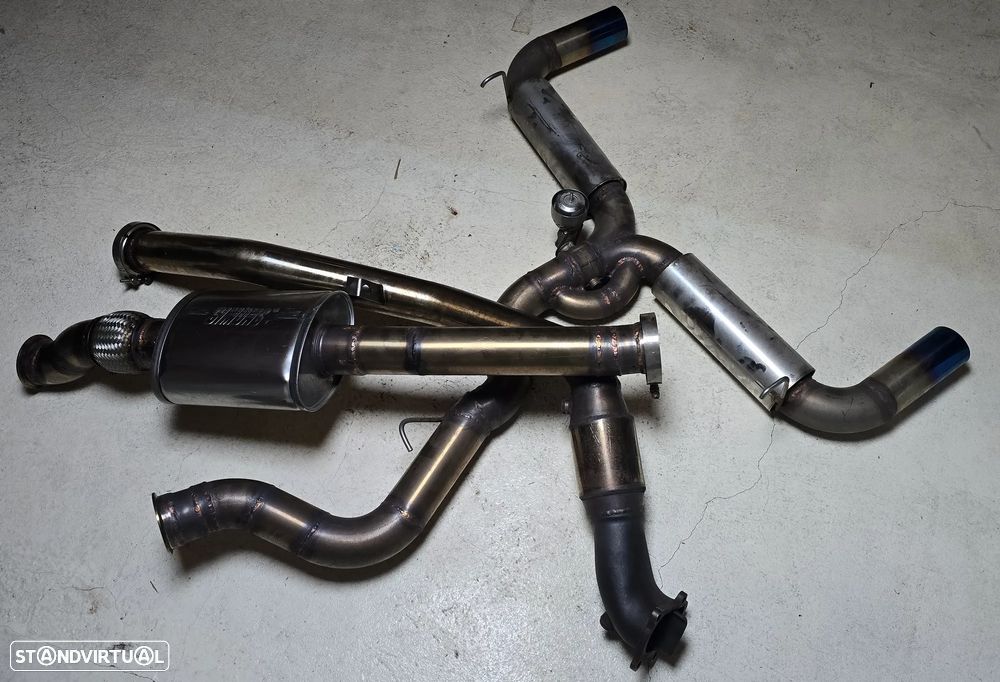 Linha completa escape inox Subaru WRX STI Hatch 08-14 + válvula comando (turbo-back 3) - 1