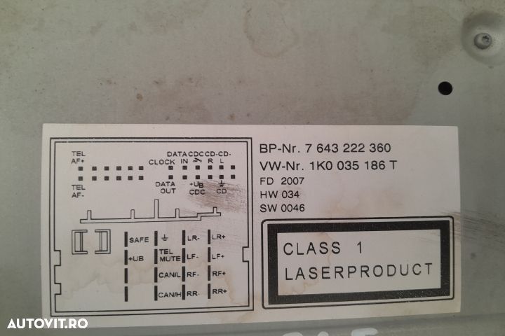 Radio cd 1K0035186T 1K0035186T Volkswagen VW Golf 5 [2003 - 2009] Var - 6